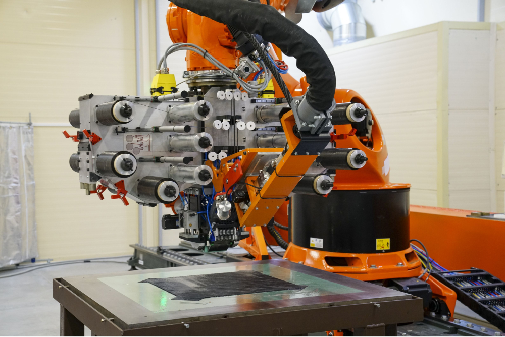 Irkut Corporation has created a fiber-laying robot for the production of the MC-21 wing